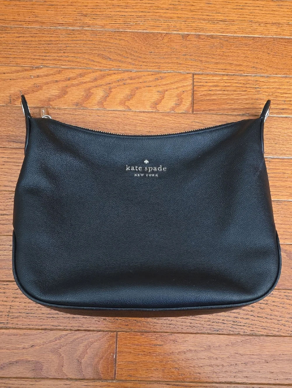 Kate Spade Large Rosie Black Leather Crossbody Bag with Striped And Solid Strap